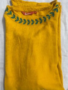 Stylish Mustard yellow A-line Top