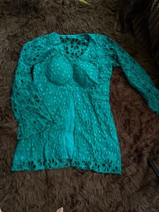 Teal Crochet Top