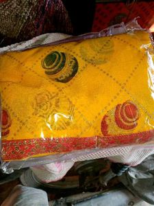 Yellow colored Matka Georgette Saree
