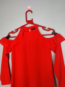 Coral Pink Off Shoulder Ruffle Top