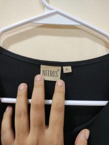 Neerus Black Cotton Kurta