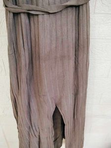 Brown Ribbed Knit Dress