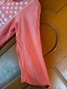 Peach Embroidered Kurti