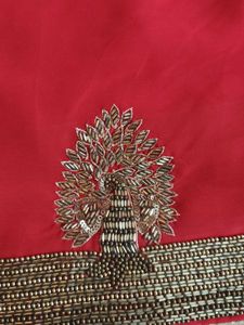 Red &amp; Gold Saree Fabric