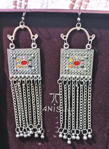 Silver Oxidised Plating Moksha Boho Style  Earrings for Women and Girls