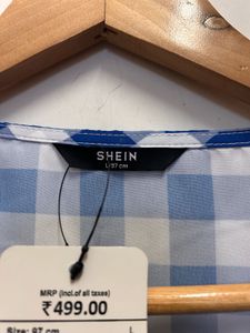 Blue Gingham Lace-Up Mini Dress