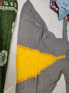 Grey &amp; Yellow Anarkali Kurta