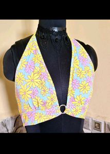Floral Halter Crop Top Size 34 to 36 inches