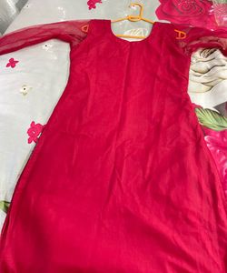 Red Embroidered Kurta Set