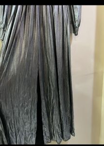 Shiny Silver Long Slit Dress
