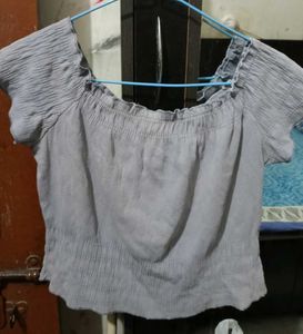 Grey Shoulder Top