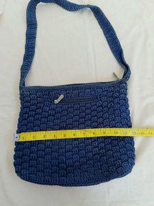 Blue Crocheted Shoulder Bag