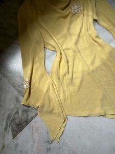 Rare Find Yellow Floral Embellished Kurti