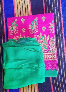 Pink Embroidered Dress Material