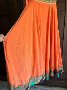 Fit and Flare Coral orange ethnic gown