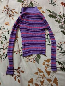 Purple Striped Cardigan