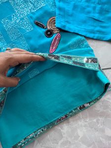 Teal Indian Saree with Blouse