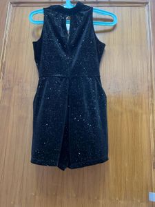 Black Sparkly Velvet Playsuit