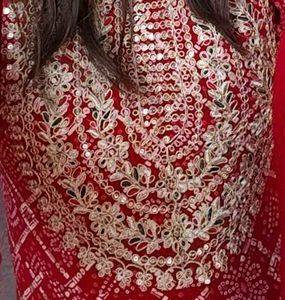 Red Bandhani Print Salwar Suit