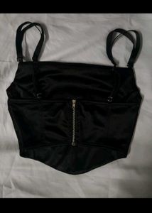 (Lexi Satin Black Corset Top)