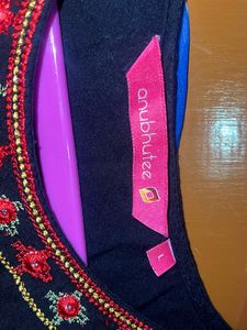 Embroidered Black Kurta &amp; Dupatta