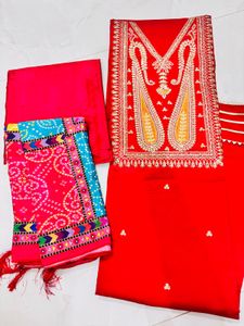 Red Embroidered Salwar Kameez Suit