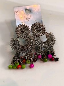 Oxidized Jhumka Earrings