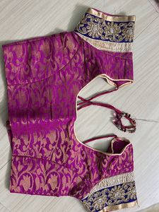 Dark Rose Odhni With Golden Lehanga