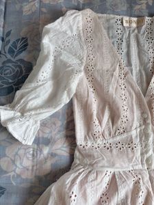 White Eyelet Cotton Mini Dress