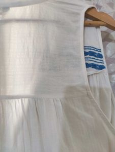 White Embroidered Sleeveless Top