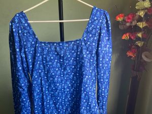 Blue Floral Long Sleeve Dress