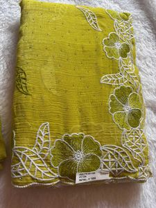 Elegant Embroidered Saree with work blouse piece