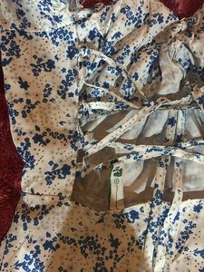 Blue Flower Printed Midi Dress