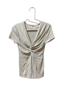 Ribbed Knit Twist-Front Top