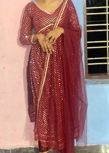 Maroon Sequin Angrakha Suit