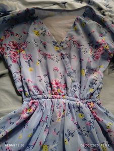 WOMEN WESTERN GEORGETTE Flower Print frill Midi