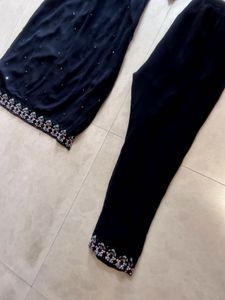 Jet Black Kurta Set Size S