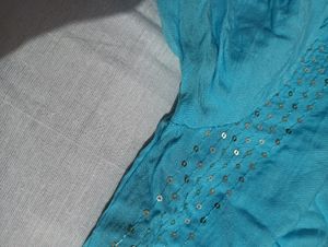 Beautiful Blue Embroidery Kurta For Women