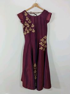 Purple Embroidered Ethnic Gown (Women)