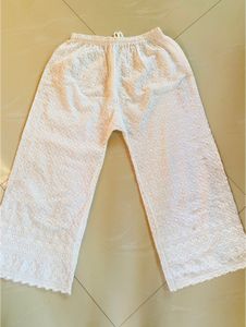 White Embroidered Palazzo Pants