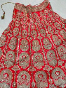 Red &amp; Gold Sequin Customized Bridal Lehenga Set