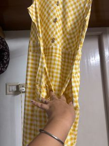 “AND” Ghingam Yellow Mellow Y2K Dress