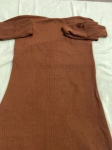 Brown Ribbed Bodycon