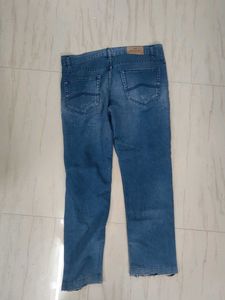 Navy blue straight fit denim