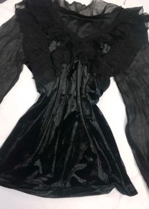 Gothic Black Ruffle Top