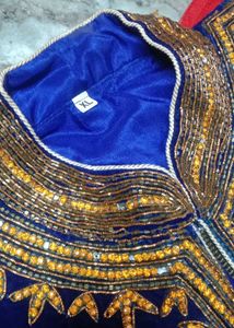 Red &amp; Blue Embroidered Lehenga Choli