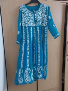 Chikankari Anarkali With Crochet Buttons