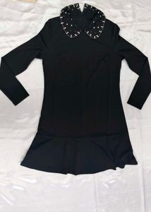 Black Dress with Jeweled Collar