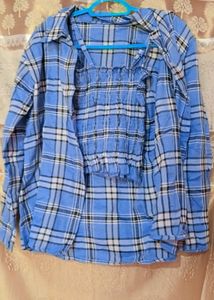 Blue Plaid Top &amp; Shirt Set
