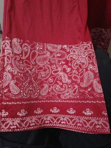 Red Boho Wide-leg pants with Palsey Print